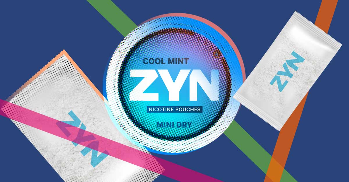 A cannister of Zyn Nicotine pouches labeled "cool mint" flavored